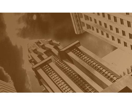 Fotobehang van een vintage gebouw, met een artistieke weergave van oude architectuur in een nostalgische stijl.