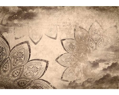 Fotobehang van een vintage mandala, met een klassieke en bohemien uitstraling.