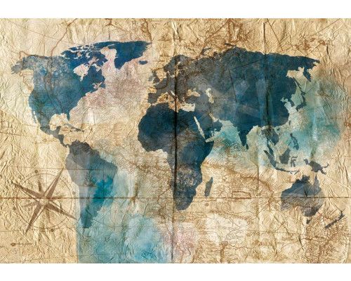 Fotobehang van een vintage wereldkaart, oude aarde.
