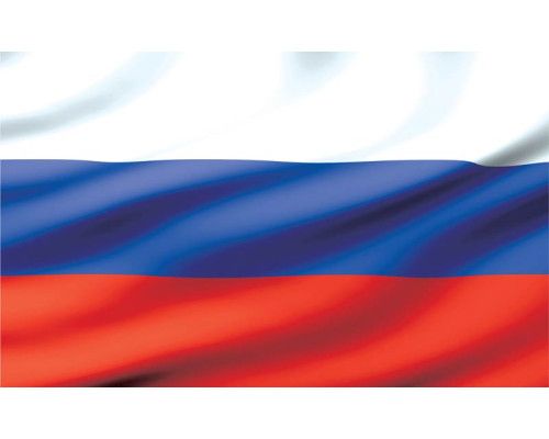 Russische vlag op fotobehang, rood, wit en blauw.