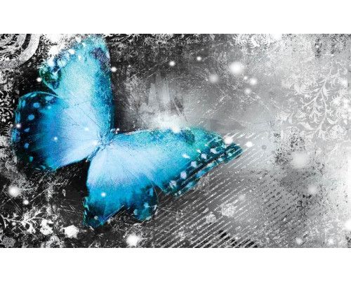 Fotobehang van een vlinder, met magische en kunstzinnige elementen in een schilderijstijl.