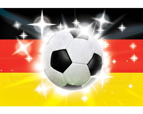 Duitse voetbal en vlag afgebeeld op een fotobehang voor de kinderkamer.