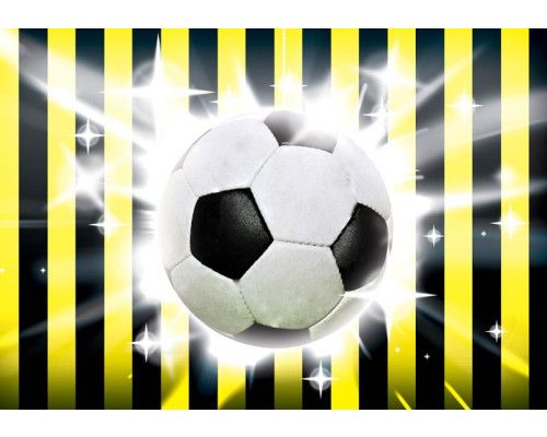 Fotobehang met een zwart-gele voetbal op een achtergrond voor tieners.