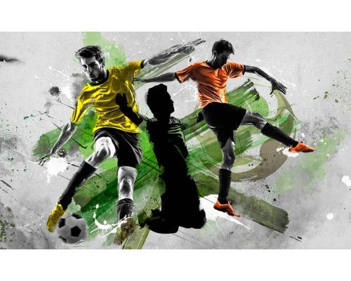 Voetbalhelden op een extra groot formaat, perfect voor een kinderkamer met een passie voor sport.