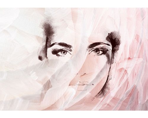 Fotobehang, Vrouwelijk Gezicht Roze