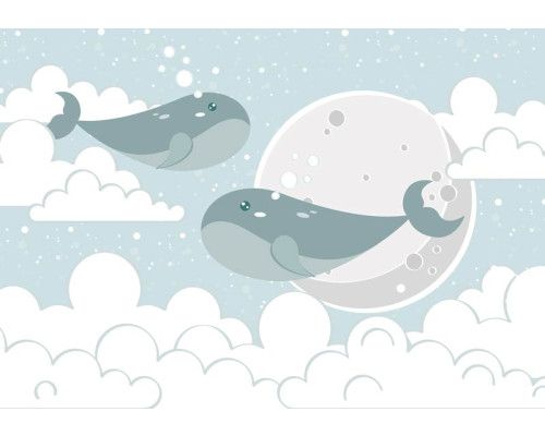 Fotobehang met walvissen, perfect voor kinderen en babykamers.