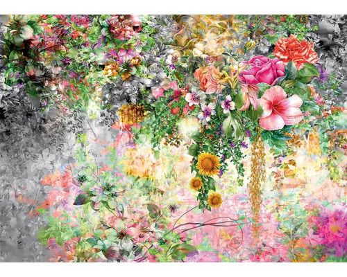 Fotobehang Waterverf Bloemenpracht