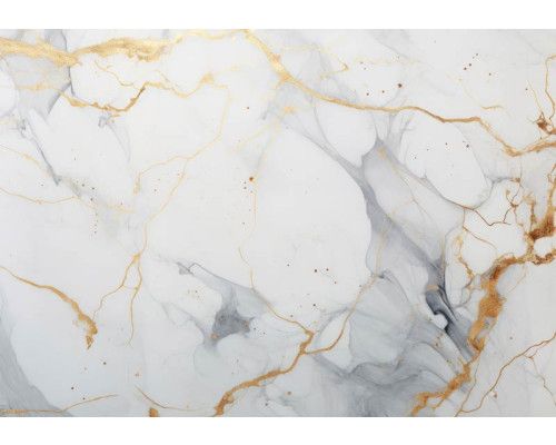 Fotobehang van wit en goud marmer, met een luxe en elegante uitstraling.