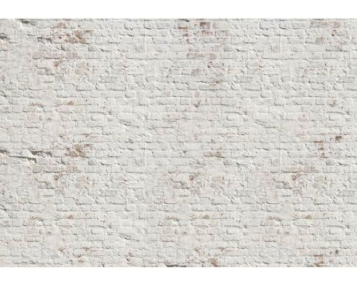 Witte bakstenen muur, met een authentieke en realistische textuur, ideaal voor industriële ruimtes op dit fotobehang.