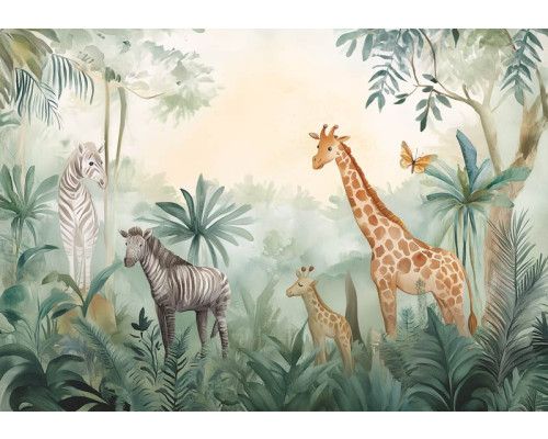 Fotobehang met een zee van zachtroze rozen in volle bloei.