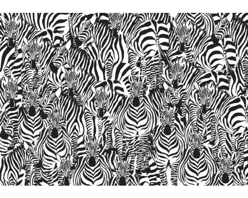 Mozaïek van een zebra, met abstracte lijnen en gedetailleerde patronen op dit unieke en speelse fotobehang.