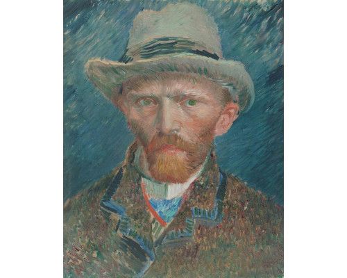 Fotobehang met het zelfportret van Vincent van Gogh in zijn kenmerkende stijl.