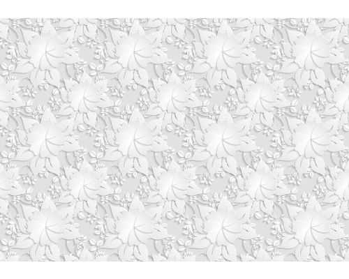 Zilveren bloemenpatroon, abstract en kunstzinnig fotobehang voor een moderne en elegante ruimte.