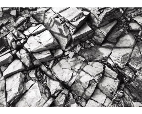 Fotobehang met zilveren rotsen en stenen, modern en strak.