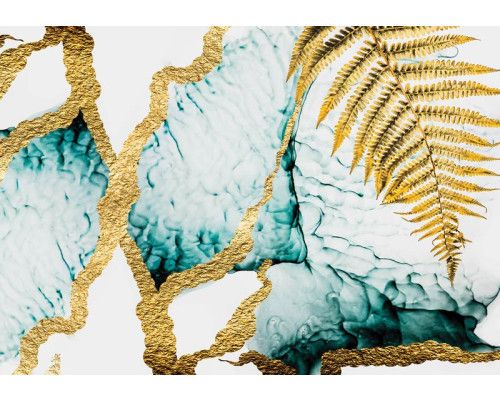 Wit en grijs marmer zijn op dit fotobehang gecombineerd voor een strakke, industriële look met subtiele nuances.