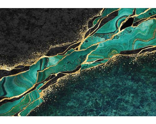 Goud en pastelkleuren komen samen in dit marmer fotobehang, wat zorgt voor een kleurrijk en uniek design.