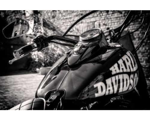 Harley Davidson motor afgebeeld op een stoer fotobehang.