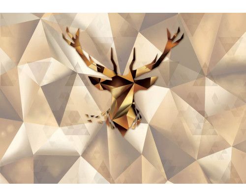 Hert fotobehang in abstracte kunststijl, natuur en modern gecombineerd.