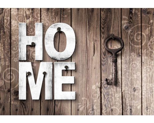 Home fotobehang van houten planken en sleutel, industrieel en rustiek.