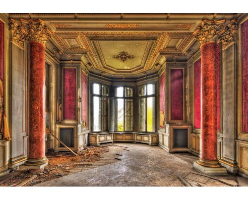 Oud gebouw fotobehang in urban industrieel stijl, verweerd en robuust.