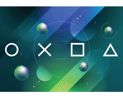 Fotobehang van een PlayStation gamecontroller, ideaal voor een moderne gamekamer.