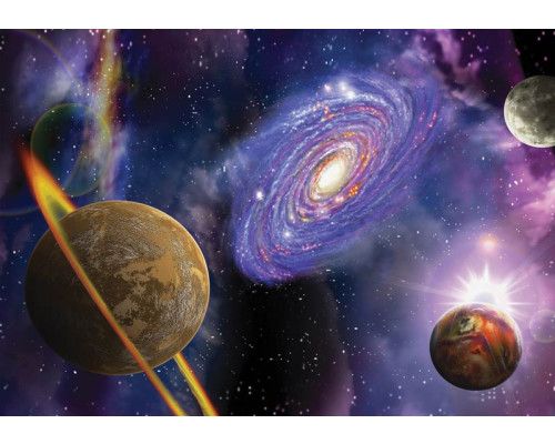 Space fotobehang met universum, planeten en het heelal.
