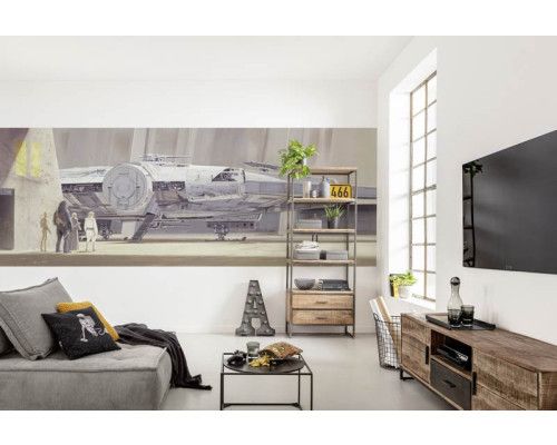 Star Wars Millennium Falcon panoramisch fotobehang, een must-have voor elke Star Wars fan.