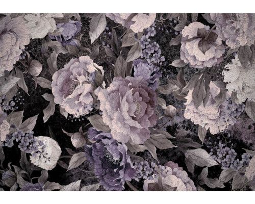 Vintage pioenrozen fotobehang, kleurrijk en sfeervol bloemenontwerp.