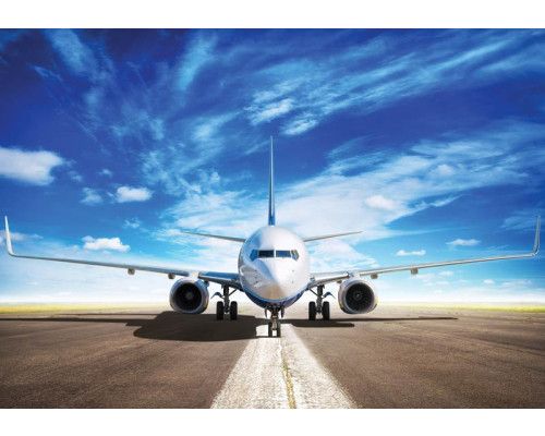 Fotobehang van een vliegtuig, geschikt voor een stoer thema.