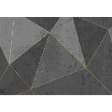 3D-fotobehang van gouden lijnen en marmeren driehoeken, modern design.