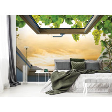 Een fotobehang met uitzicht op een druivenstruik voor de slaapkamer.