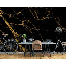 Een modern fotobehang met een industriėle goud-zwarte marmerstijl, perfect voor een kantoor.