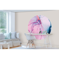 Een muurcirkel met abstracte marmerkunst, perfect voor een moderne kantoorruimte.