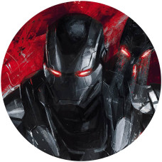 War Machine in schilderstijl, afgebeeld op een Marvel behangcirkel.