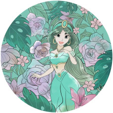 Behangcirkel van Prinses Jasmine, met een prachtige oosterse achtergrond en paleizen op de achtergrond.