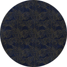 Royal blauwe bladeren met gouden accenten op een stijlvolle muurcirkel.