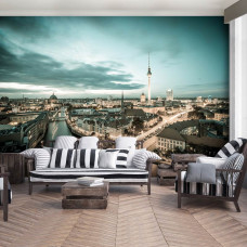 Een fotobehang van Berlijn, de Duitse hoofdstad, met uitzicht voor de woonkamer.