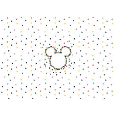Mickey Mouse fotobehang met kleurrijke scènes, ideaal voor een vrolijke kamer.