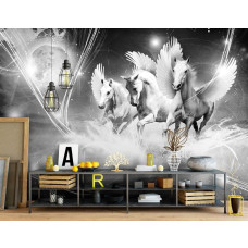Een eenhoorn fotobehang met unicorns voor de woonkamer.