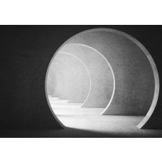 Fotobehang van een 3D-gang met hal, moderne architectuur.