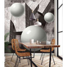 Een fotobehang met geometrische kunstvormen in 3D voor de keuken.