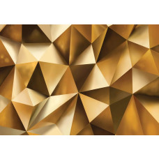 Gouden geometrie, abstract weergegeven op een 3D-fotobehang voor een futuristisch interieur.