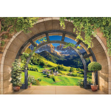Fotobehang van een 3D uitzicht op Tirol bergen, met een schilderachtig landschap.
