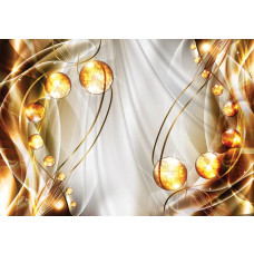 Amber kunst en abstract fotobehang, met een combinatie van goud en zilver voor een luxueuze uitstraling.