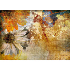 Een fotobehang van een abstract bloemendesign kunst.