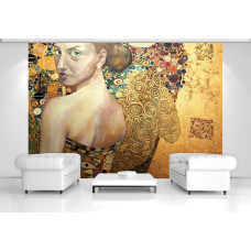 Een fotobehang met abstracte kunst van een dame, ideaal voor een slaapkamer en woonkamer.