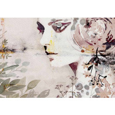 Fotobehang abstract vrouw aquarel in roze tinten.