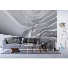 Fotobehang van abstracte architectuur in het wit in een stijlvolle woonkamer.
