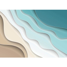 Een abstract fotobehang met grijze golven die een minimalistische sfeer creėren op een neutrale achtergrond.