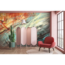 Een fotobehang van abstracte kunst met kleurrijke penseelstreken en een modern schilderij-ontwerp.